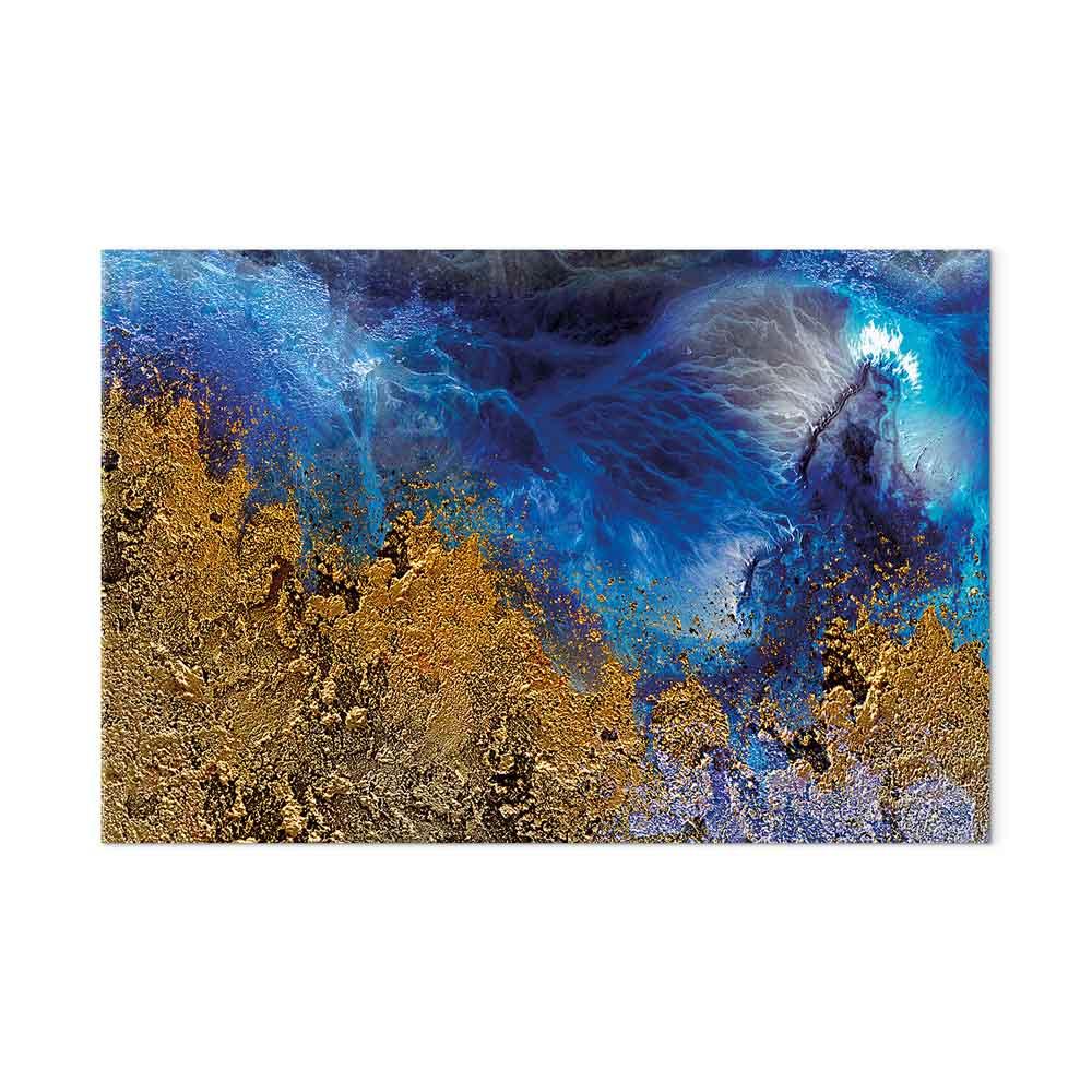 Abstrakt lærredsbillede Havets Guld i bredformat - 90 x 60 cm - Premium Print