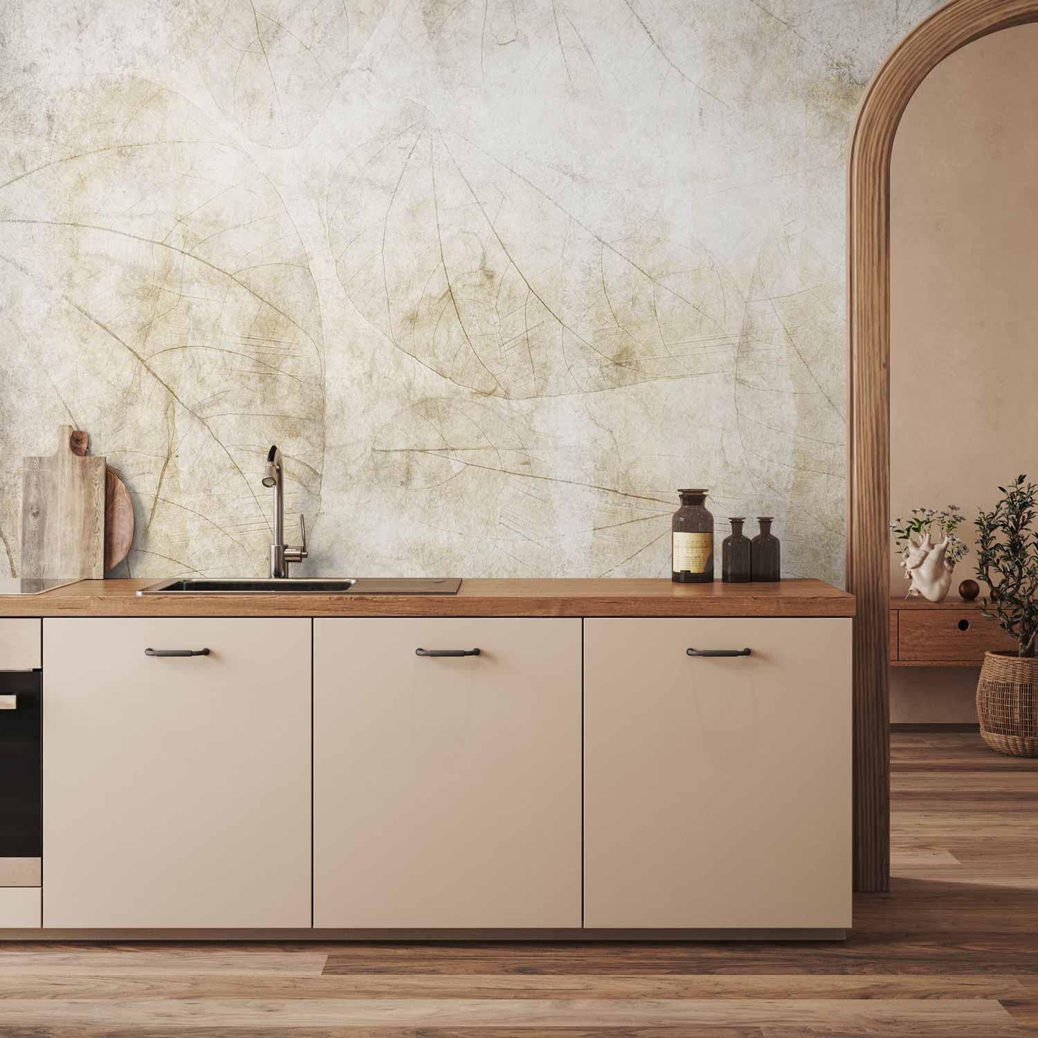 Fototapet Beige Hvisken - abstrakt vægdekoration i beige - 400 x 280 cm - Vandtæt