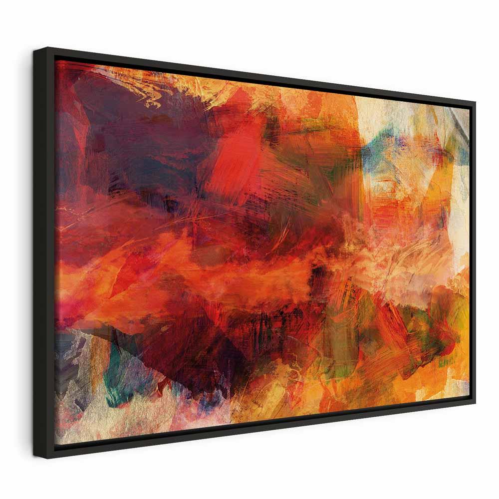 Billede på lærred - Eksplosion af vilde farver 1 del i bredformat, abstrakt vægdekoration - 60 x 40 cm - I en sort træramme
