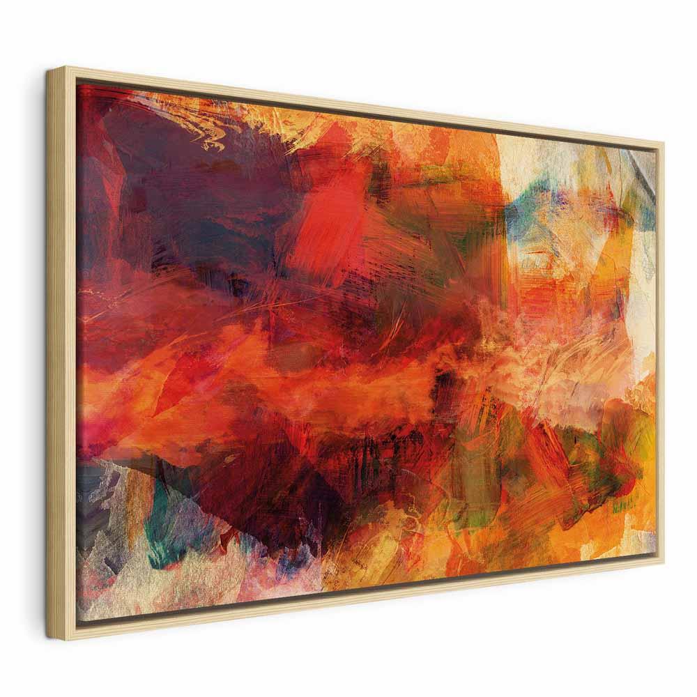 Billede på lærred - Eksplosion af vilde farver 1 del i bredformat, abstrakt vægdekoration - 60 x 40 cm - I en naturlig træramme
