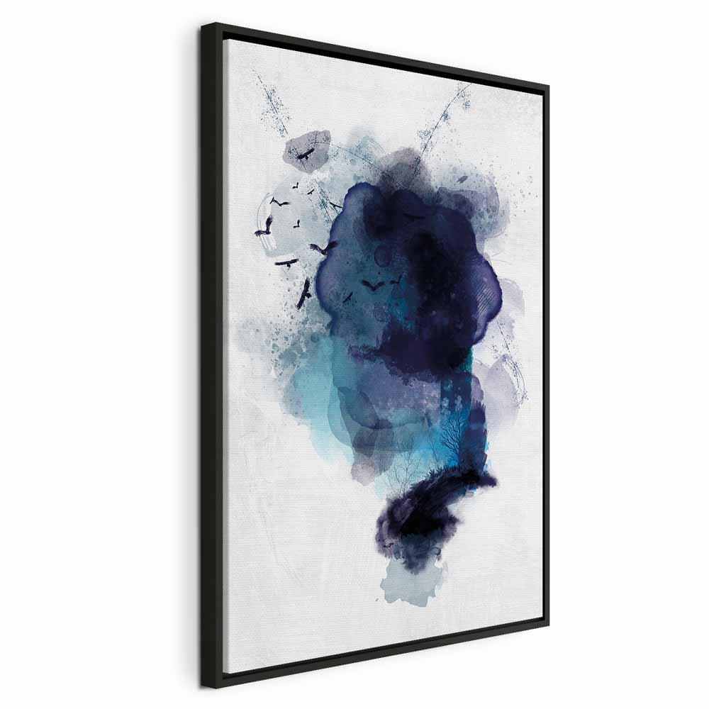 Billede på lærred Blue Memory 1-delt lodret - 60 x 90 cm - I en sort træramme