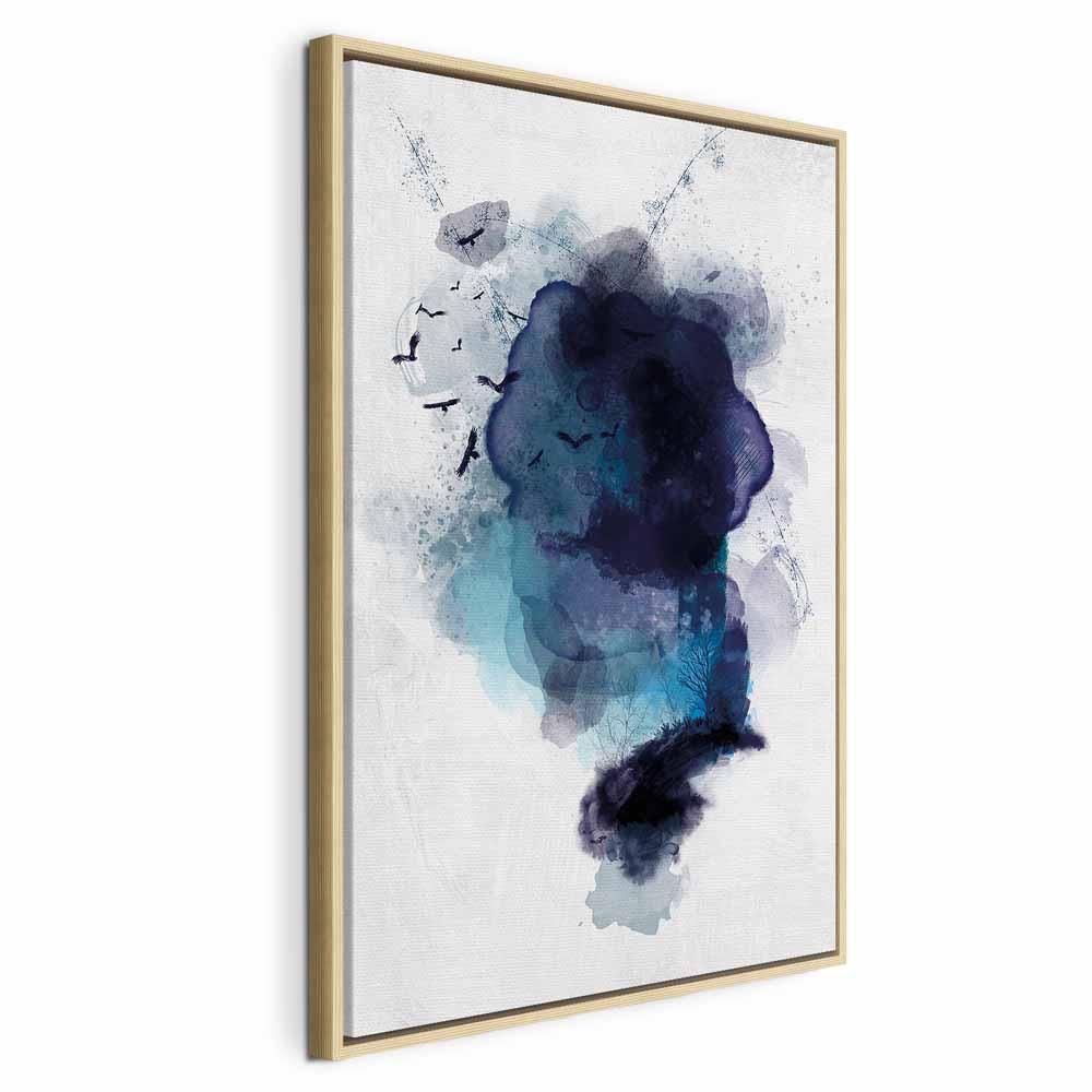 Billede på lærred Blue Memory 1-delt lodret - 60 x 90 cm - I en naturlig træramme