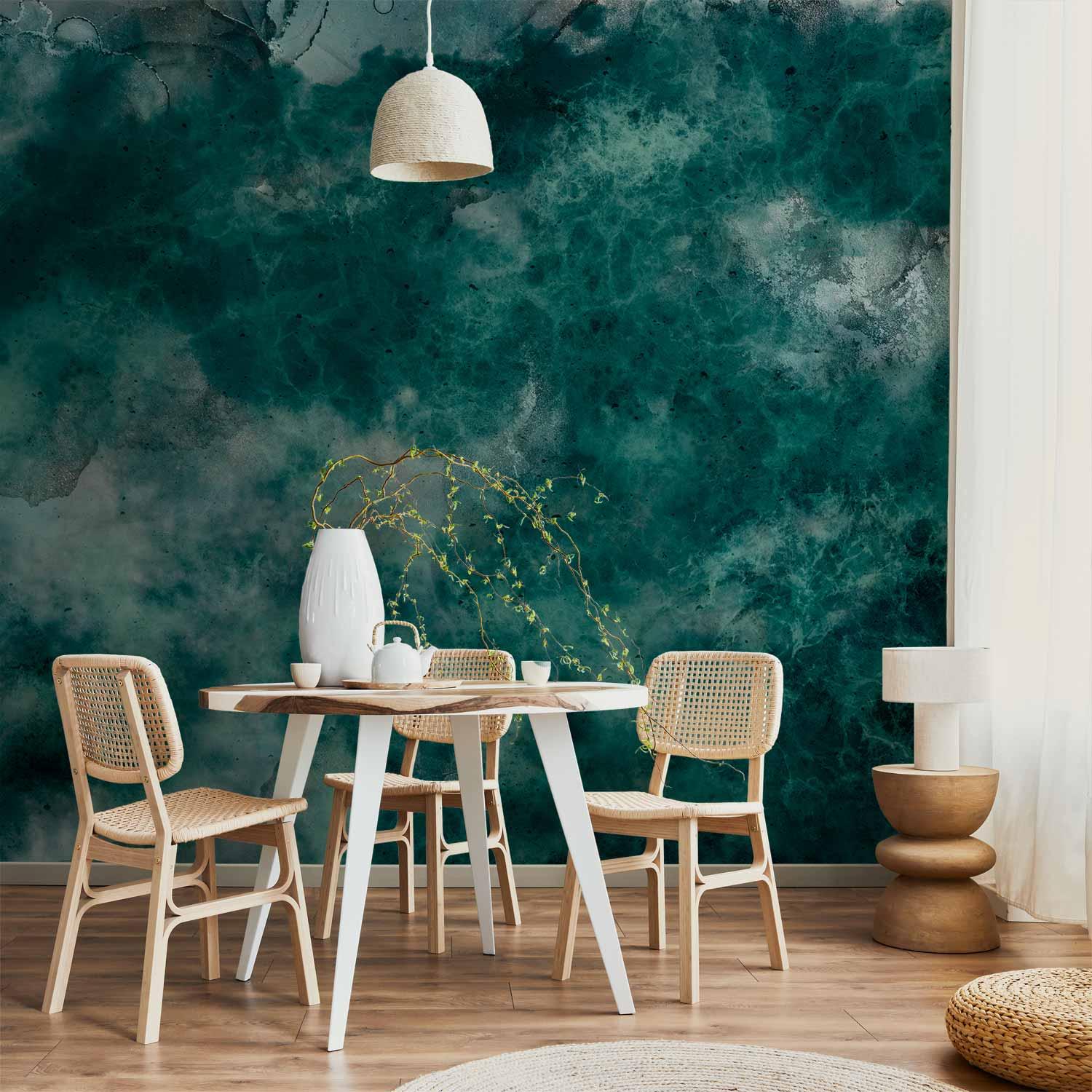 Fototapet Malachite Respite - modernistisk abstrakt baggrund med struktur - 500 x 350 cm - Vandtæt