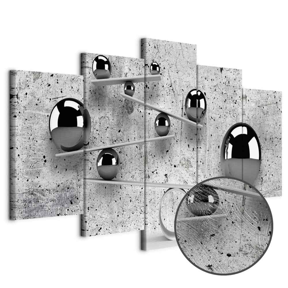 Lærredsbillede Balls and Concrete i 5 dele - bred - 200 x 100 cm - Premium Print