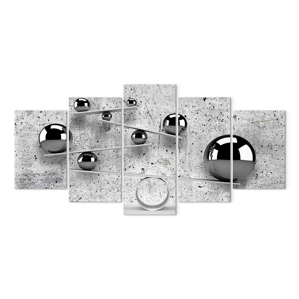 Lærredsbillede Balls and Concrete i 5 dele - bred - 200 x 100 cm - Standard