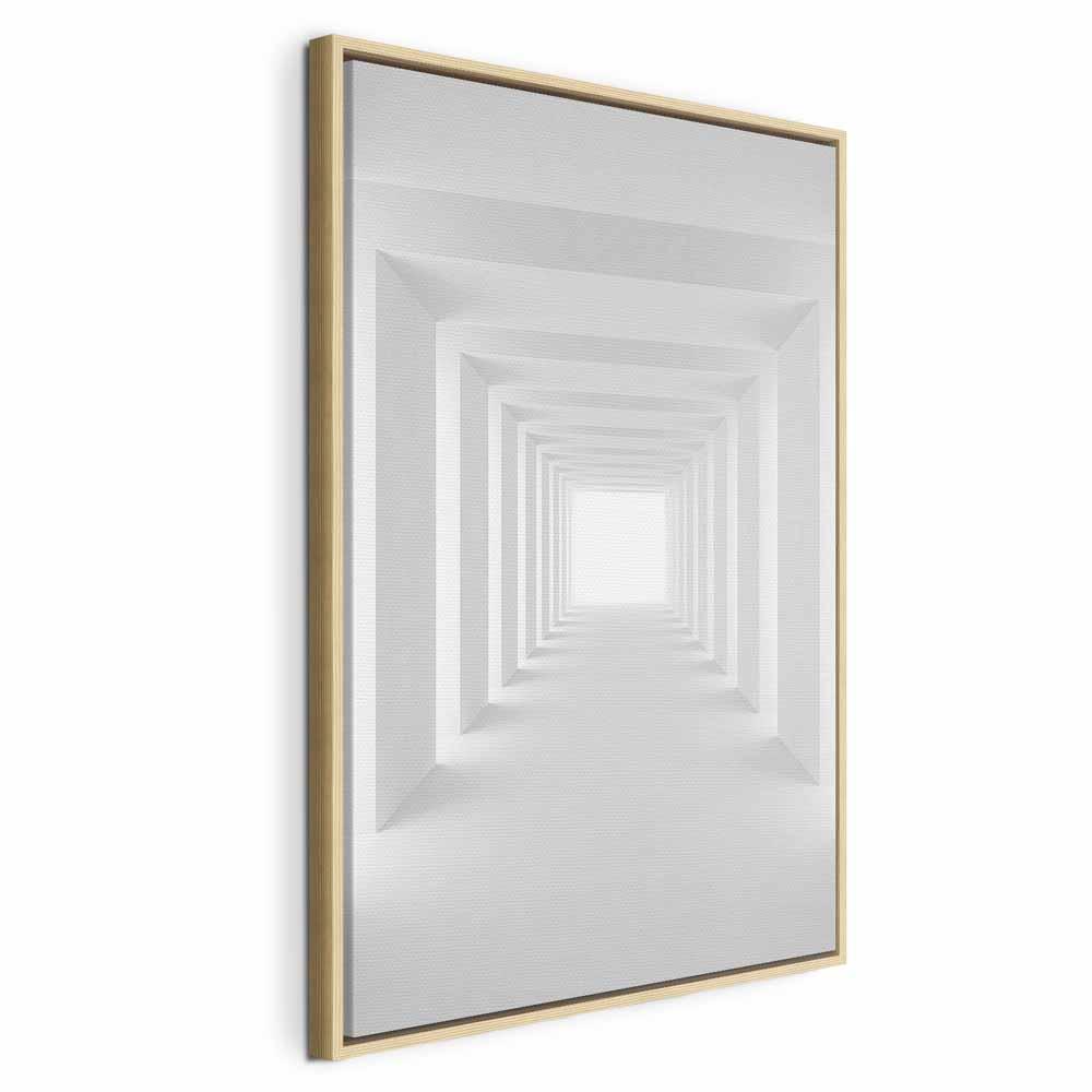 Lærredsbillede Shadow Tunnel 3D lodret - 40 x 60 cm - I en naturlig træramme