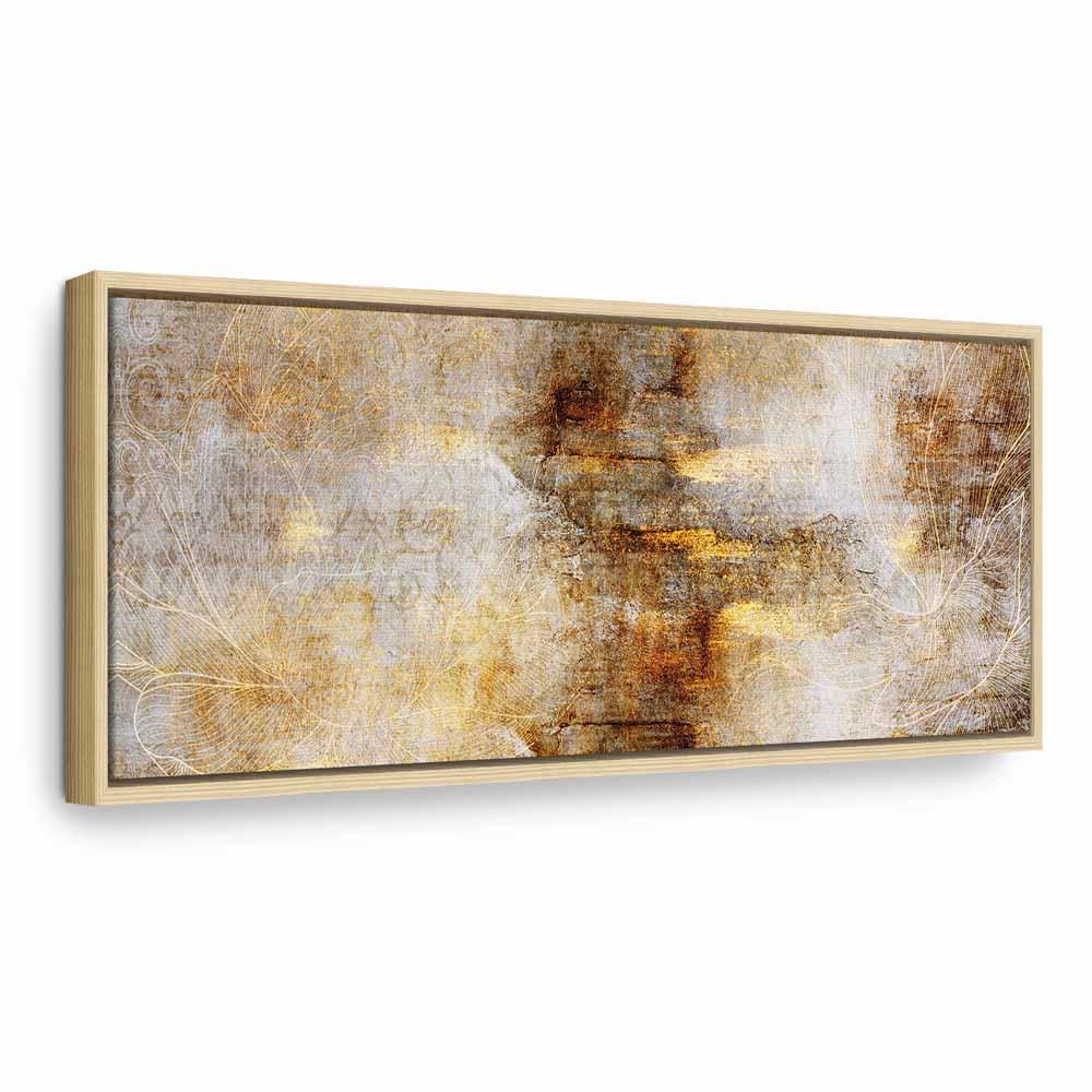 Billede på lærred - Magic of Luxury Narrow, abstrakt vægdekoration - 150 x 50 cm - I en naturlig træramme