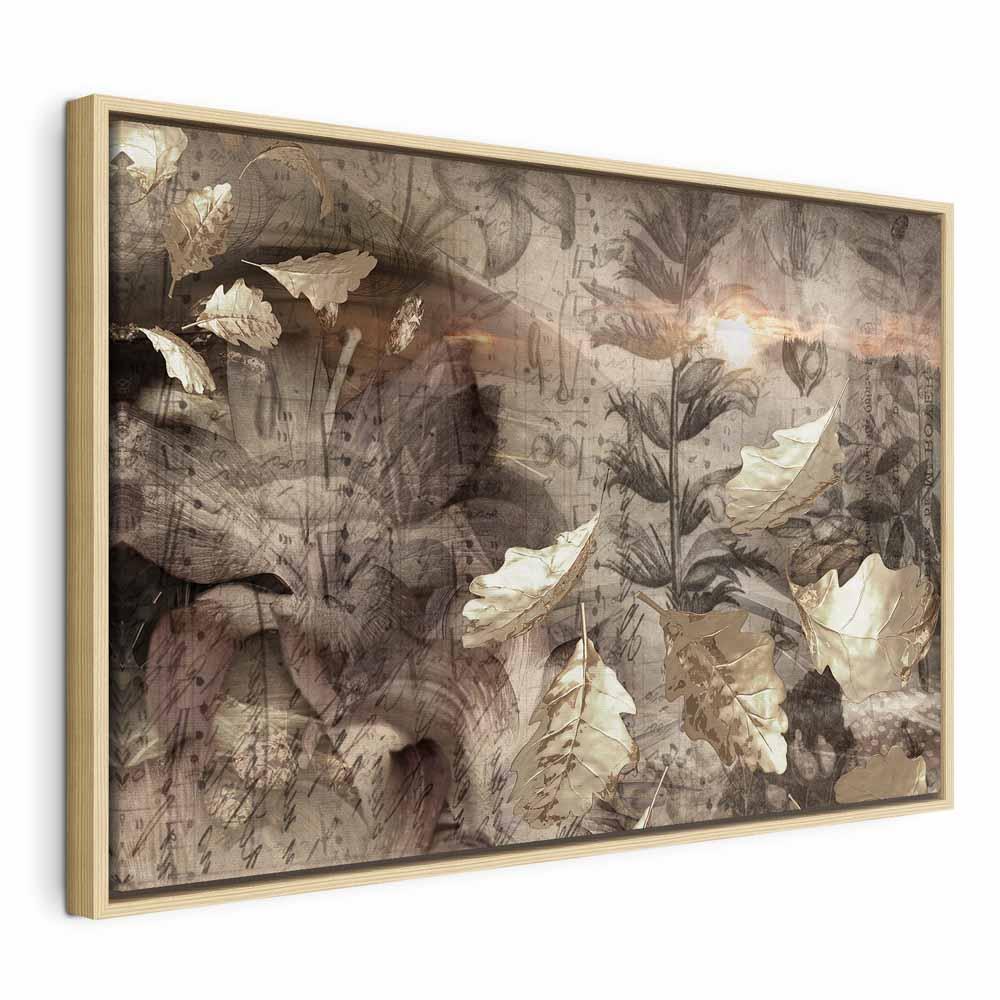 Billede på lærred Autumn Twilight 1-delt bredformat - vægdekoration med naturmotiv - 60 x 40 cm - I en naturlig træramme