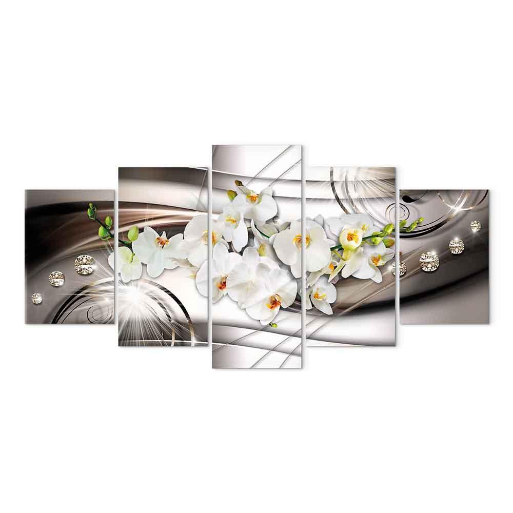 Lærredsbillede med orkidé og diamanter 100 x 50 cm - 100 x 50 cm - Standard