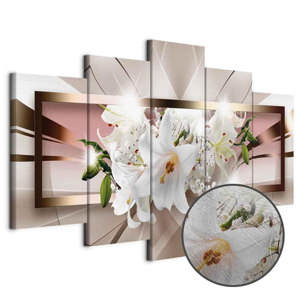 Lærredsbillede med blomster i 5 dele - Stiger op fra underverdenen, bred - 100 x 50 cm - Premium Print