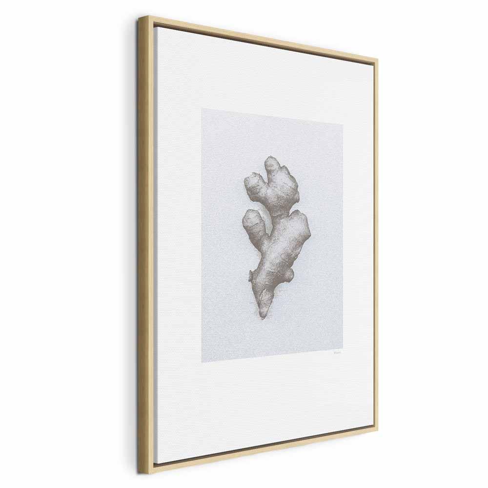 Ginger billede på lærred - 1 del, vertikalt vægbillede med botanisk motiv - 80 x 120 cm - I en naturlig træramme