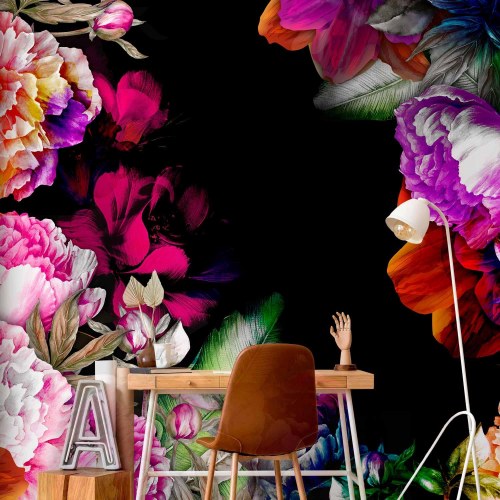 Fototapet Sommerens varme toner med blomster