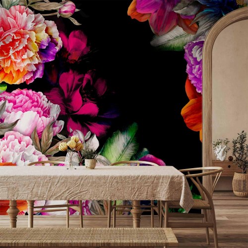 Fototapet Sommerens varme toner med blomster
