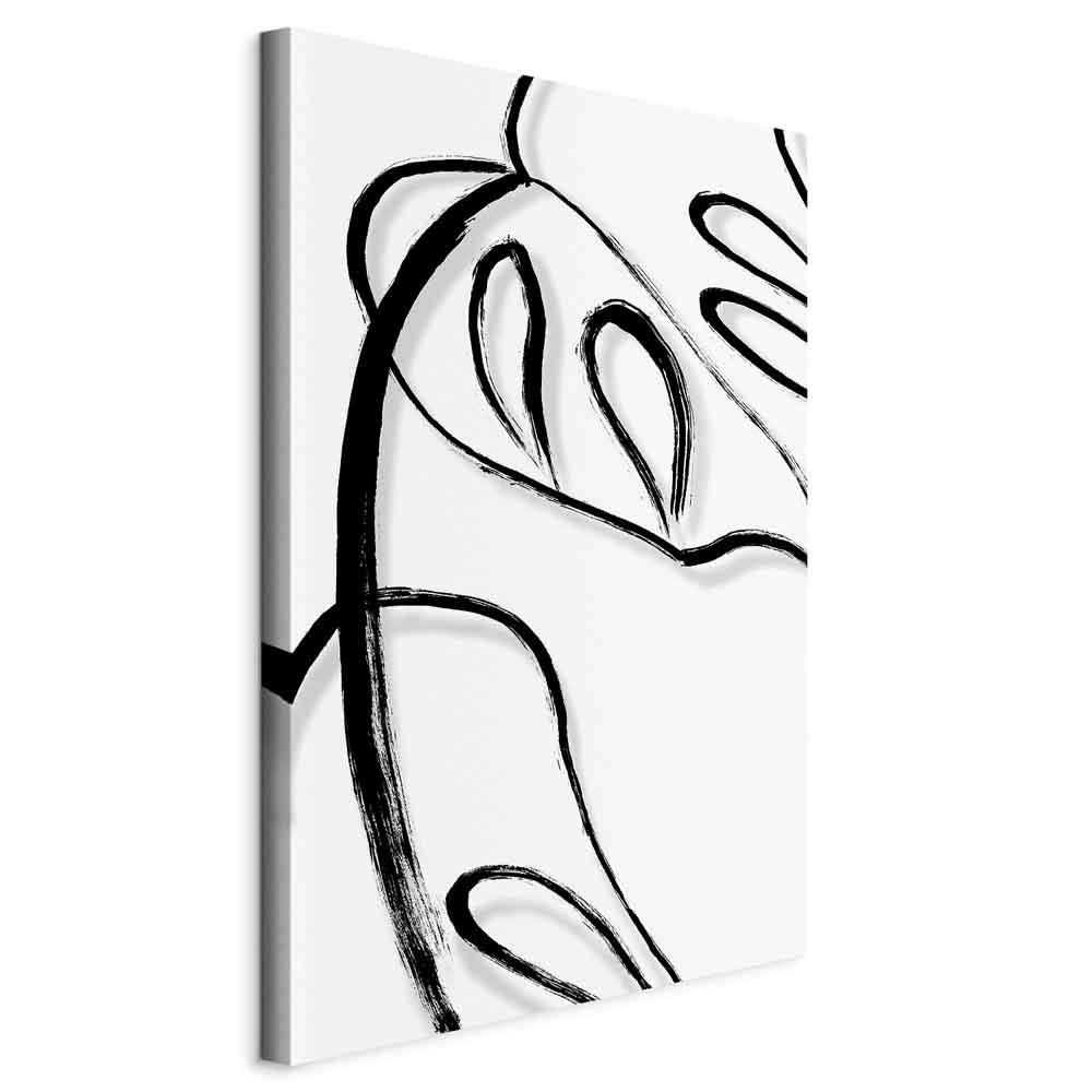 Lærredsbillede White Monstera i vertikalt format - vægdekoration med bladmotiv - 40 x 60 cm - Standard