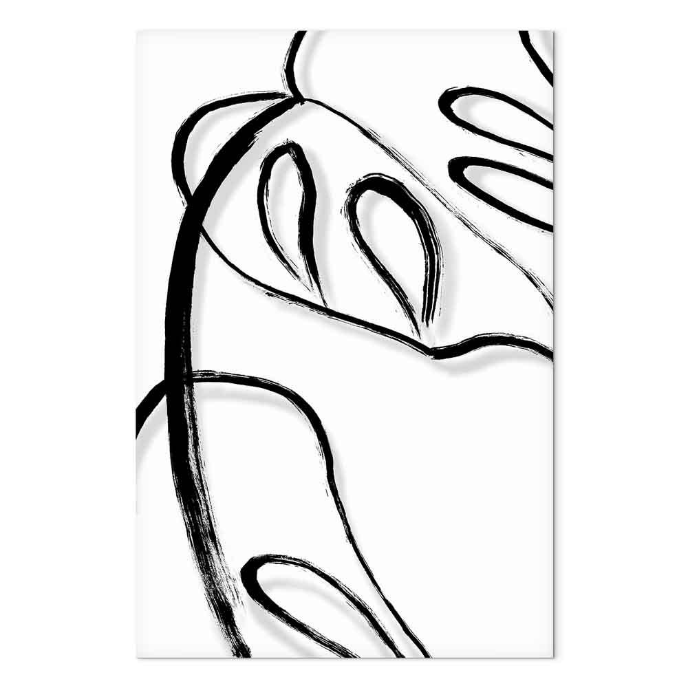 Lærredsbillede White Monstera i vertikalt format - vægdekoration med bladmotiv - 40 x 60 cm - Akustisk
