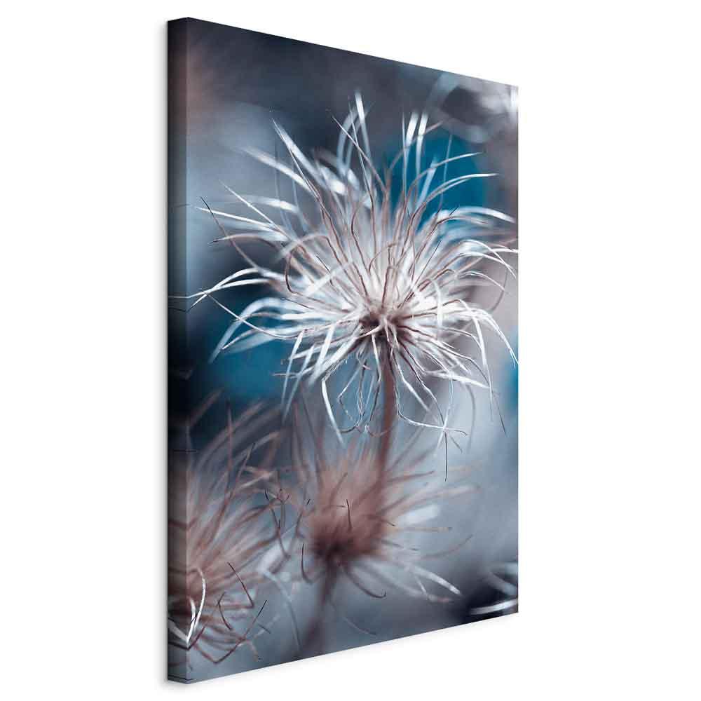 Lærredsbillede Plante i Blå Nuancer - Lodret - 40 x 60 cm - På italiensk lærred