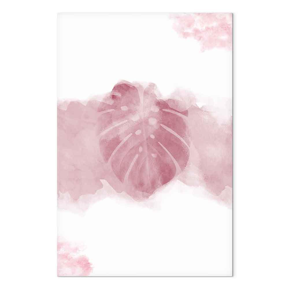 Lærredsbillede Tropical Fog - vertikalt billede med tropisk bladmotiv til væggen - 80 x 120 cm - Akustisk