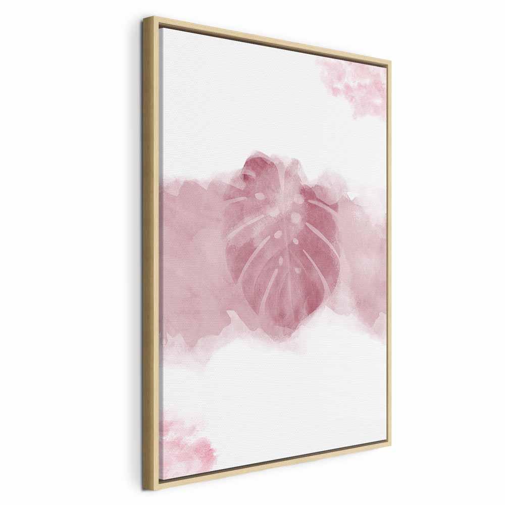 Lærredsbillede Tropical Fog - vertikalt billede med tropisk bladmotiv til væggen - 80 x 120 cm - I en naturlig træramme