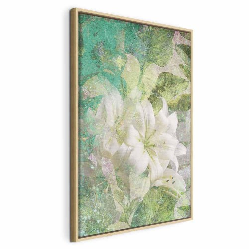 Lærredsbillede Green Breath i 1 del lodret med blomster