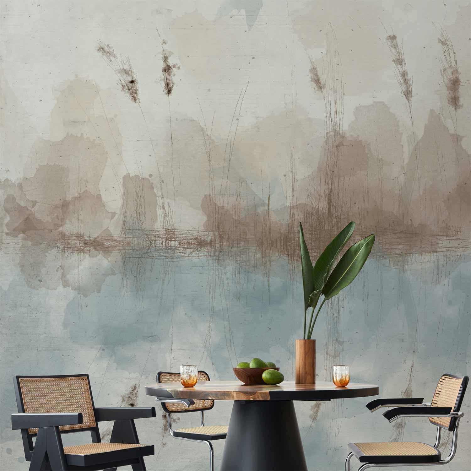 Fototapet Vinterdam - abstrakt vægdekoration med sømotiv i dæmpede nuancer - 500 x 350 cm - Vandtæt