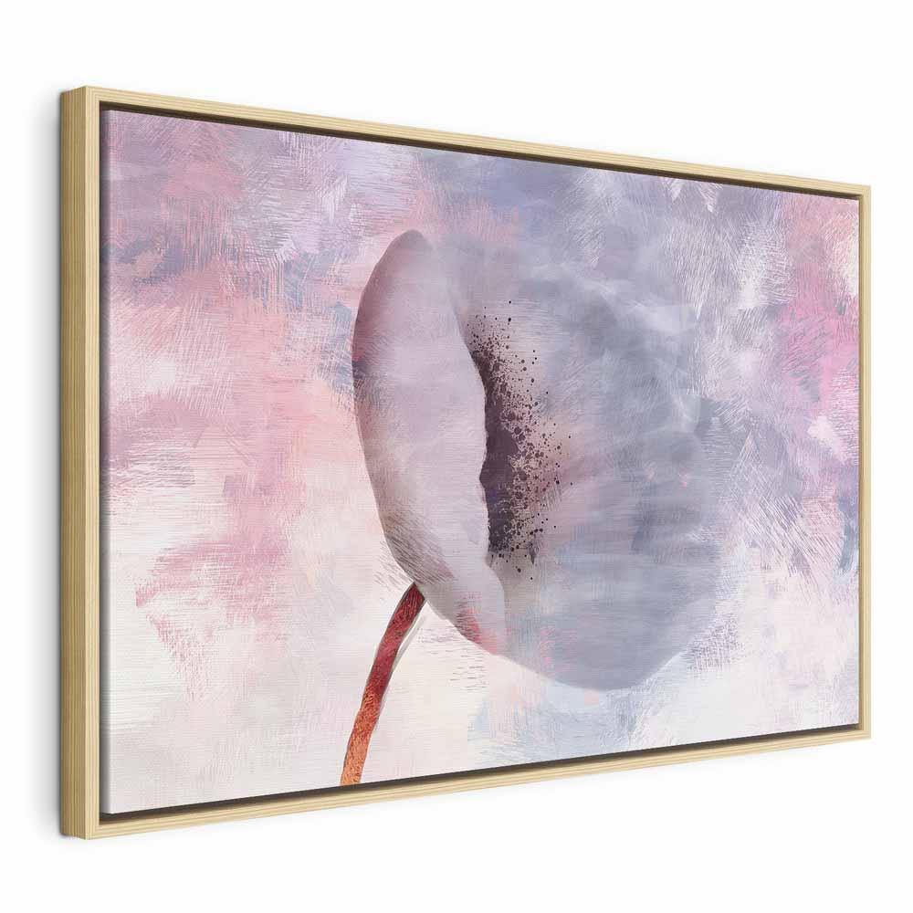 Billede på lærred Windy Flower i bredformat - 90 x 60 cm - I en naturlig træramme