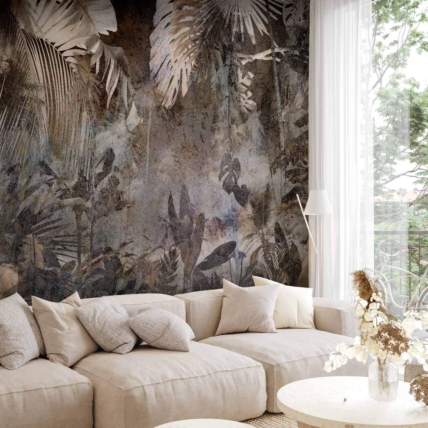 Fototapet Mysterious Jungle - vægtapet med jungleblade - 300 x 210 cm - Standard