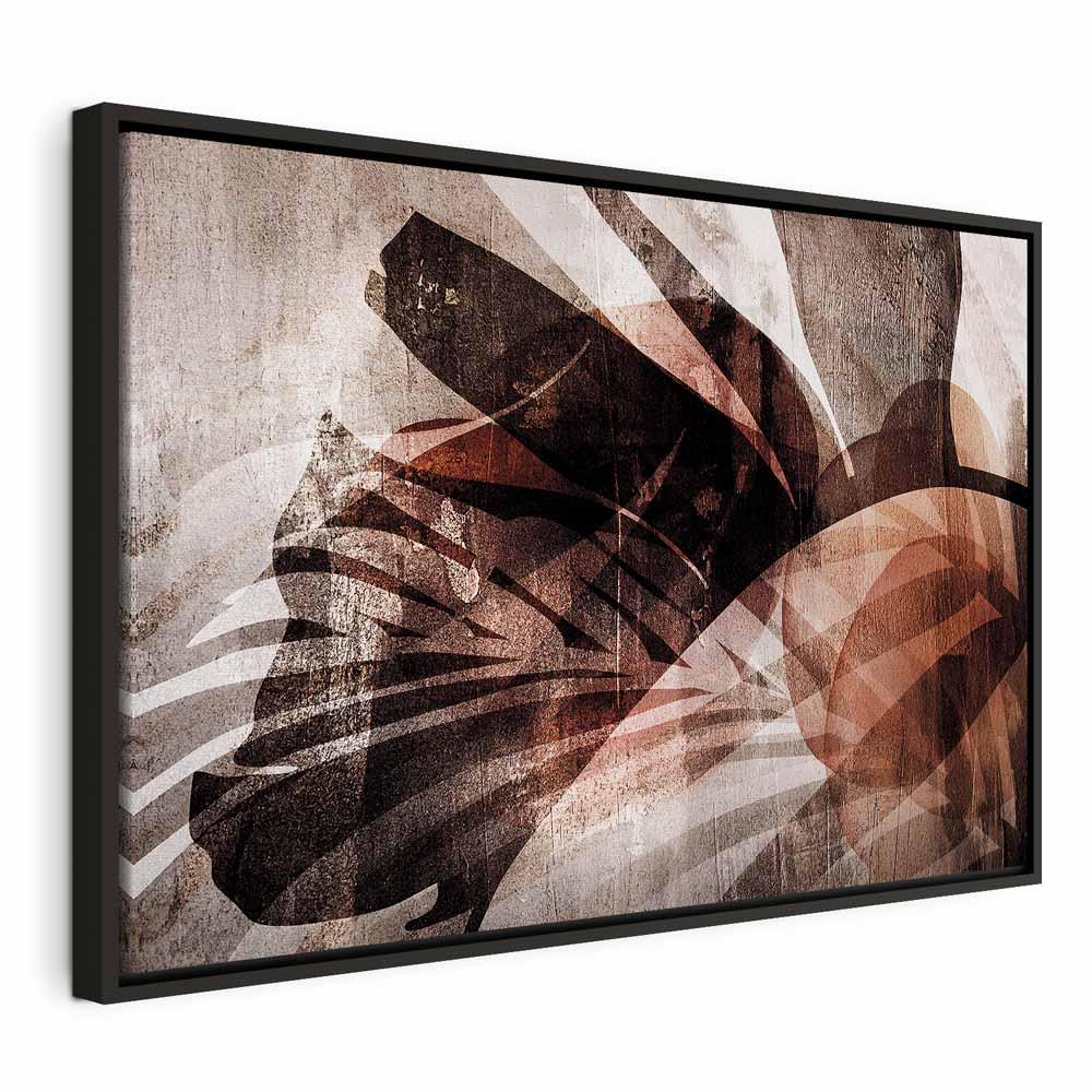 Lærredsbillede Penetrating Nature - abstrakt vægbillede i bredt format - 120 x 80 cm - I en sort træramme