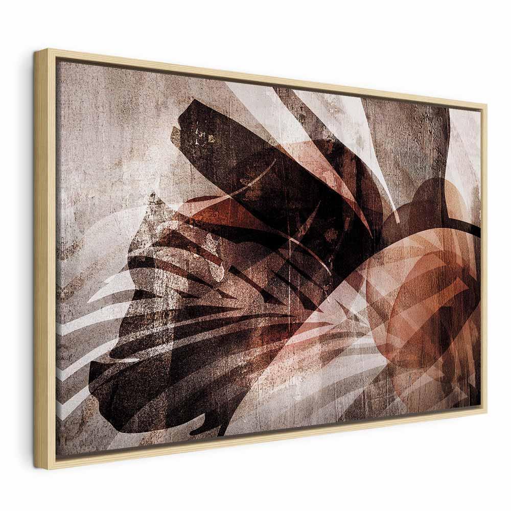 Lærredsbillede Penetrating Nature - abstrakt vægbillede i bredt format - 120 x 80 cm - I en naturlig træramme