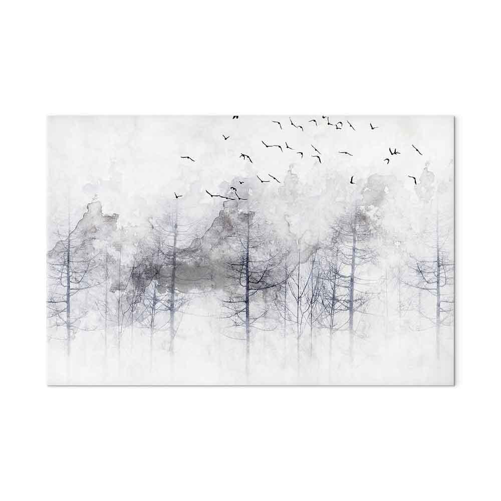 Lærredsbillede Winter Forest bredformat - 1 del - 120 x 80 cm - Akustisk