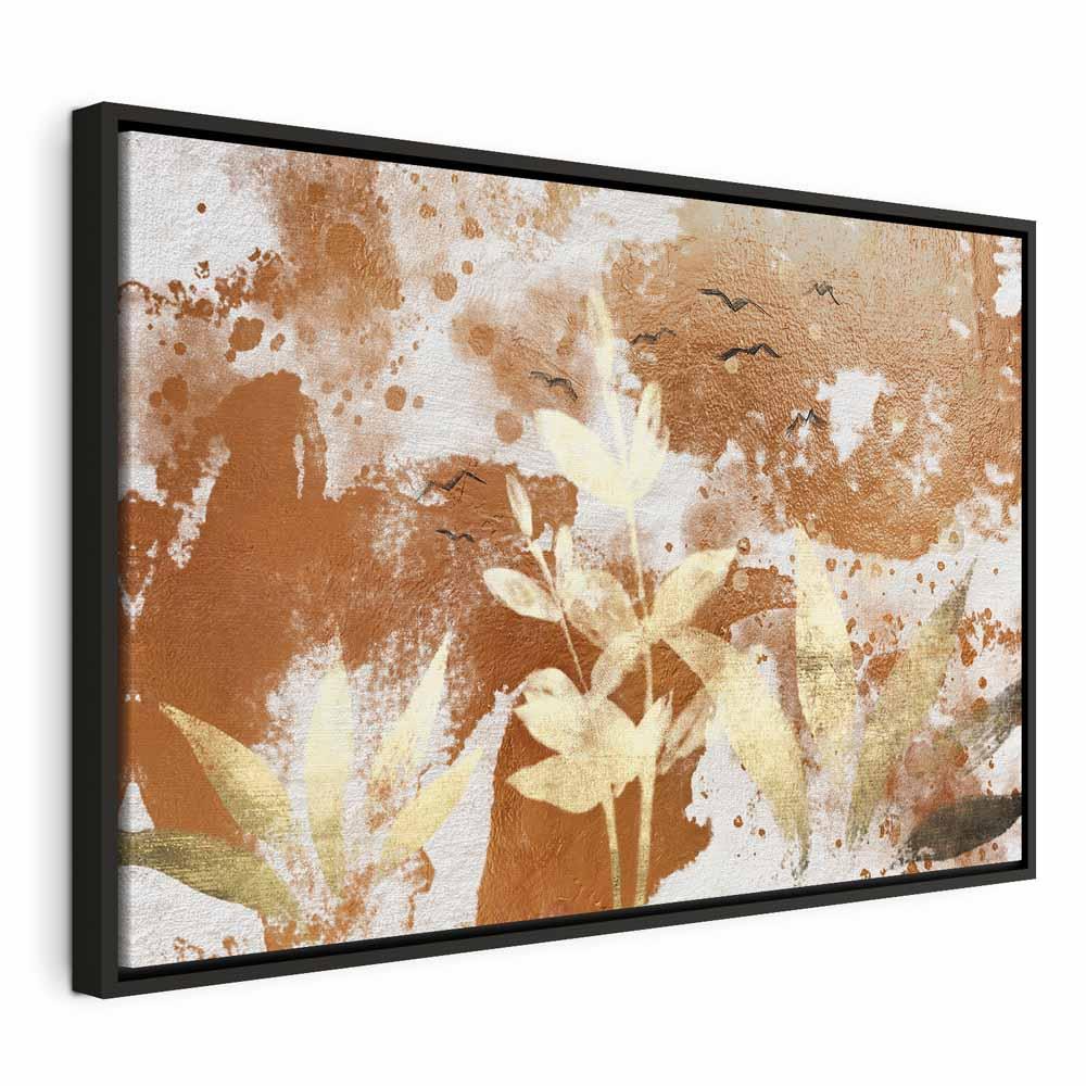 Lærredsbillede Landlig atmosfære - 1-delt bred vægdekoration med blomstermotiv - 60 x 40 cm - I en sort træramme
