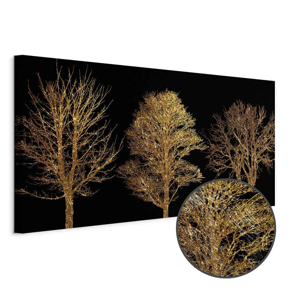 Lærredsbillede Golden Forest bredformat med træer - 120 x 60 cm - Premium Print