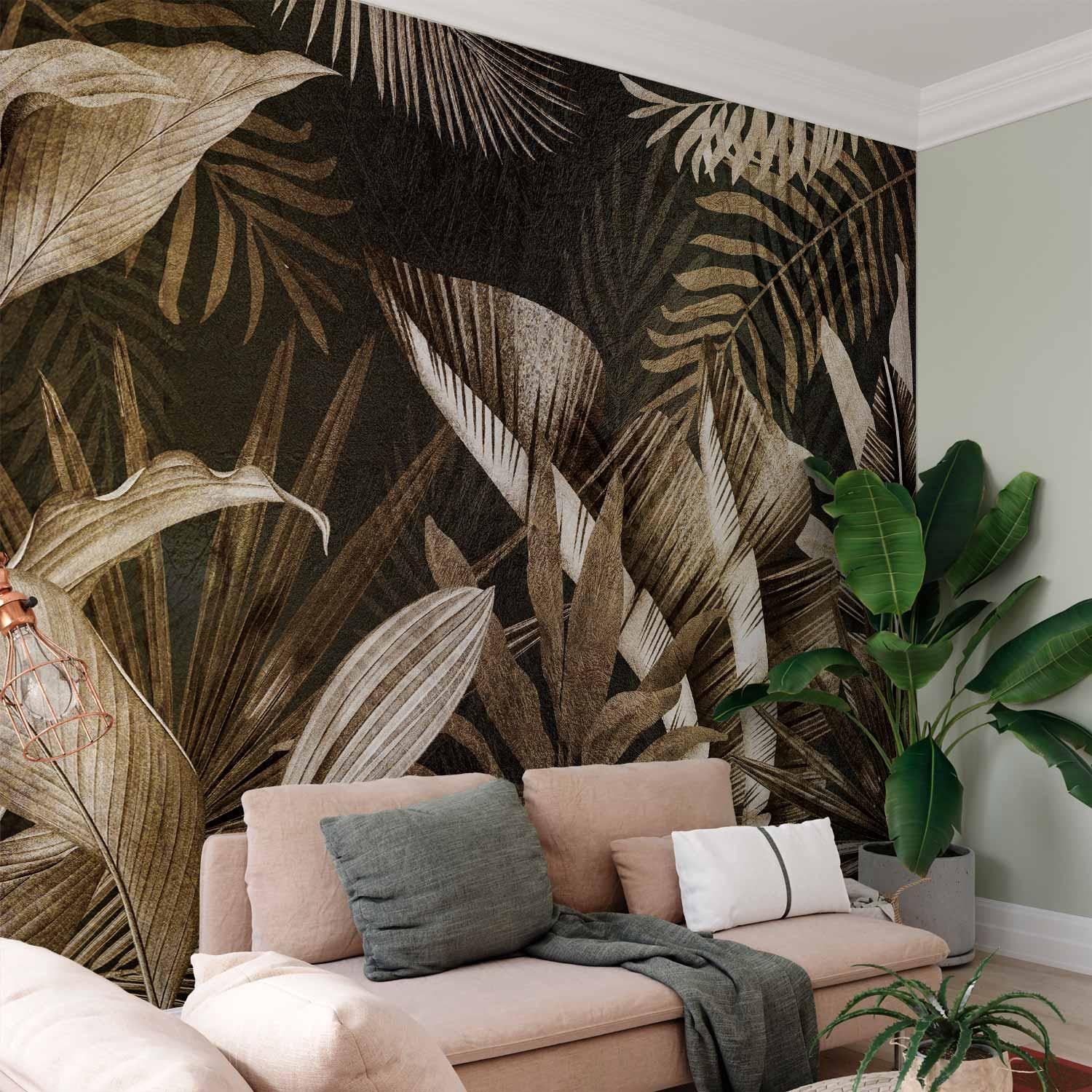 Fototapet med blade - Natur frosset i tiden, anden variant - 500 x 350 cm - Premium