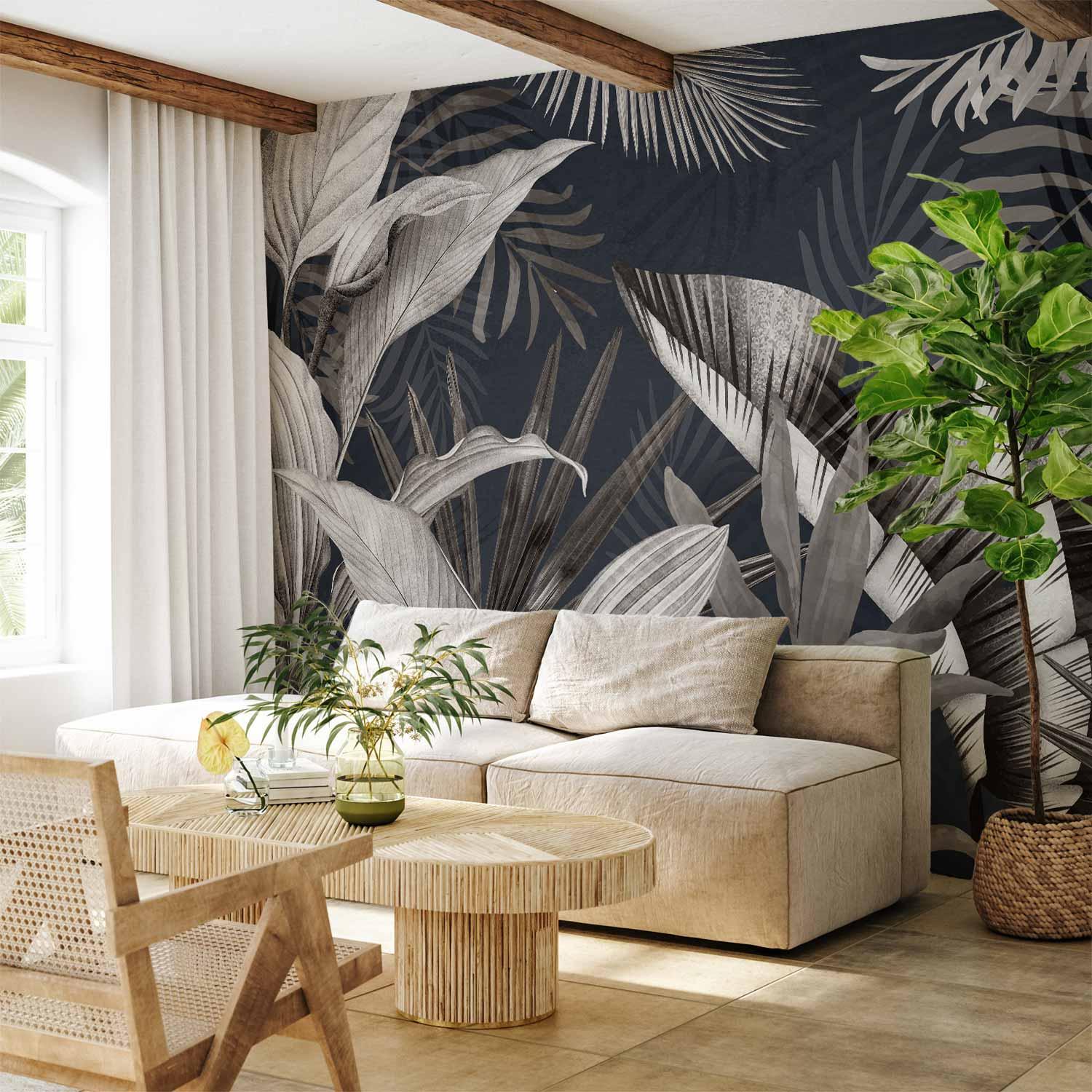 Fototapet Natur frosset i tiden - tredje variant med bladmotiv til væg - 500 x 350 cm - Premium