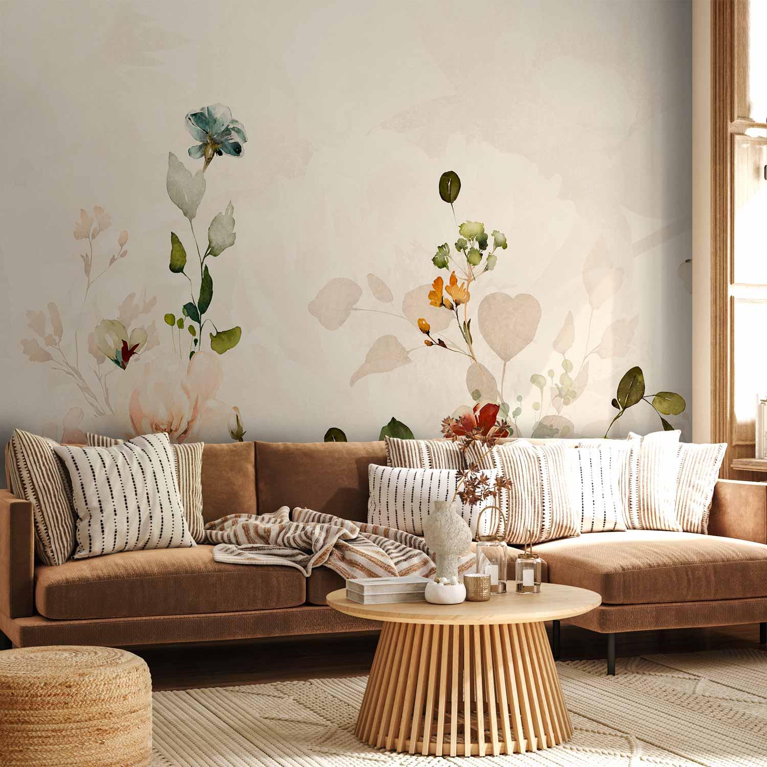 Fototapet Forårseng - blomster fototapet til væg med naturmotiv - 500 x 350 cm - Premium
