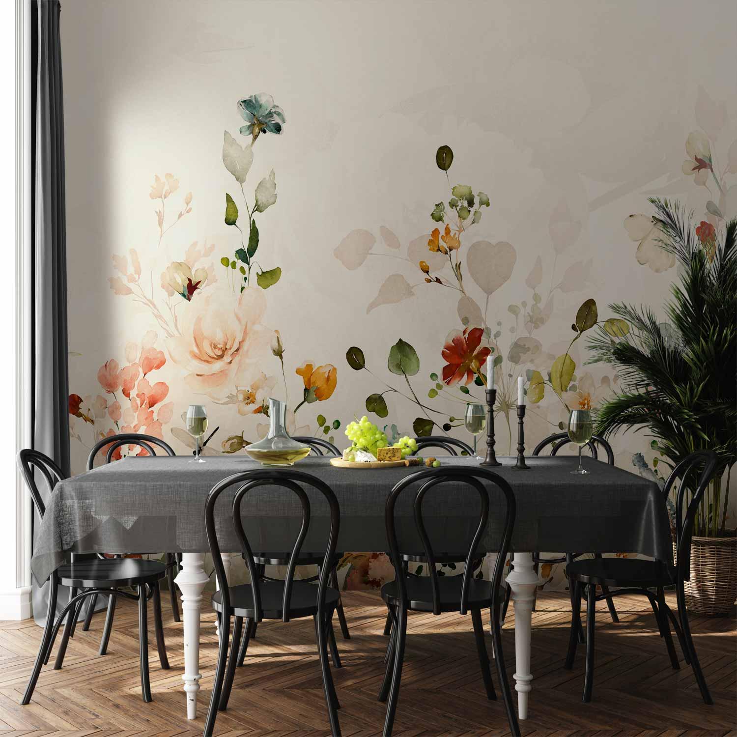 Fototapet Forårseng - blomster fototapet til væg med naturmotiv - 500 x 350 cm - Vandtæt
