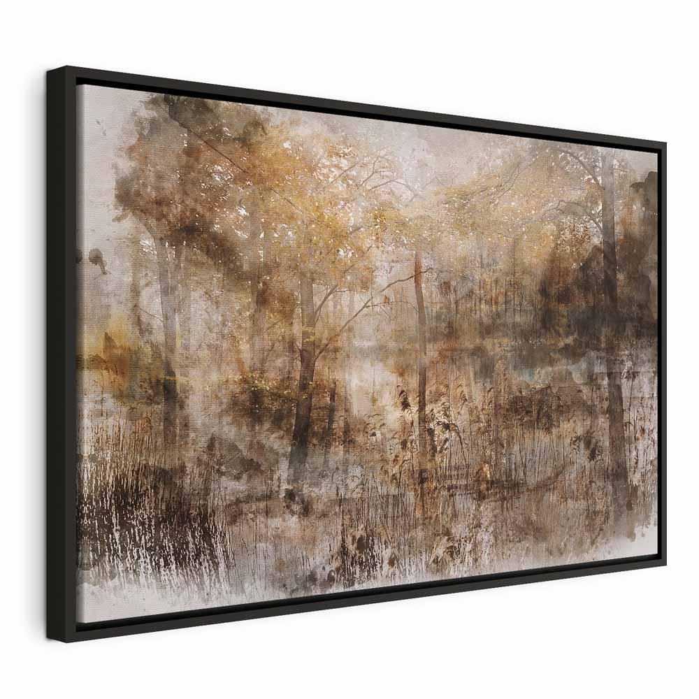 Heart of the Forest lærredsbillede - 1 del vægbillede i bredformat med skovmotiv - 60 x 40 cm - I en sort træramme