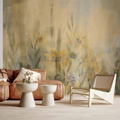Fototapet A Touch of Summer med blomstereng og gule blomster