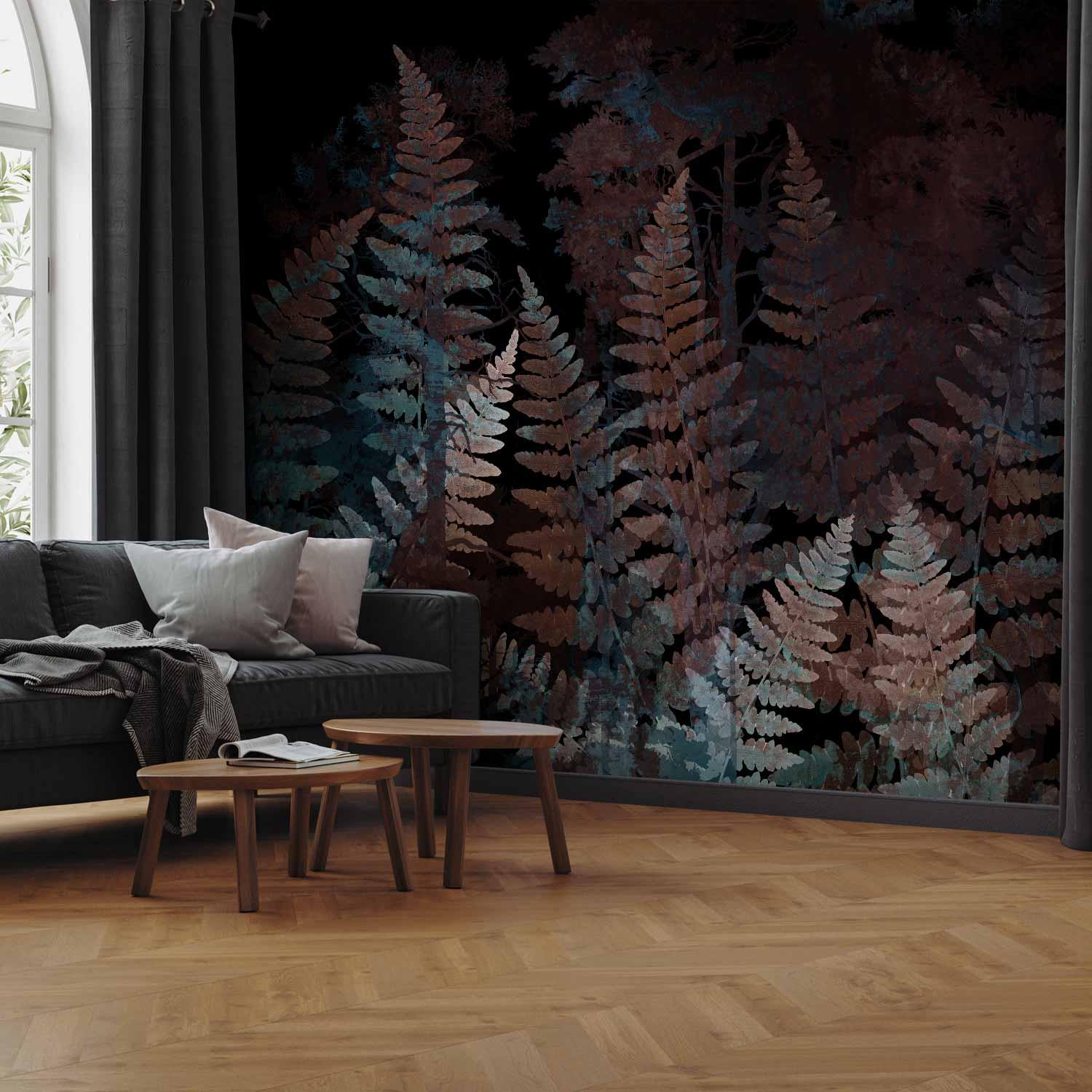 Fototapet med bregner i skoven - tredje variant - 500 x 350 cm - Premium