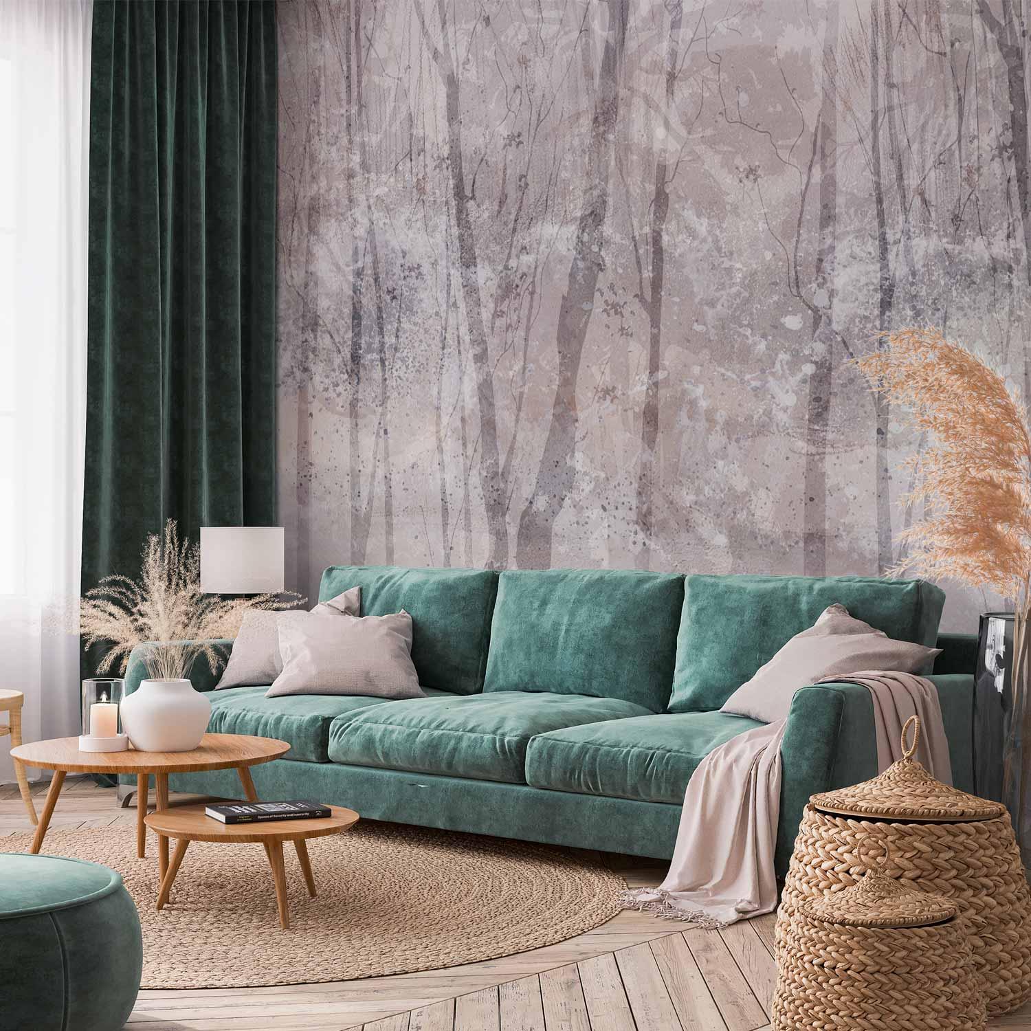 Fototapet Eternal Forest - vinterlandskab med skovmotiv - 500 x 350 cm - Premium