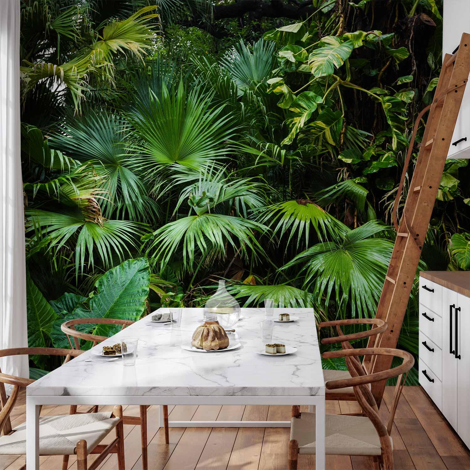 Fototapet med jungleblade - Solrig Jungle - 400 x 280 cm - Vandtæt