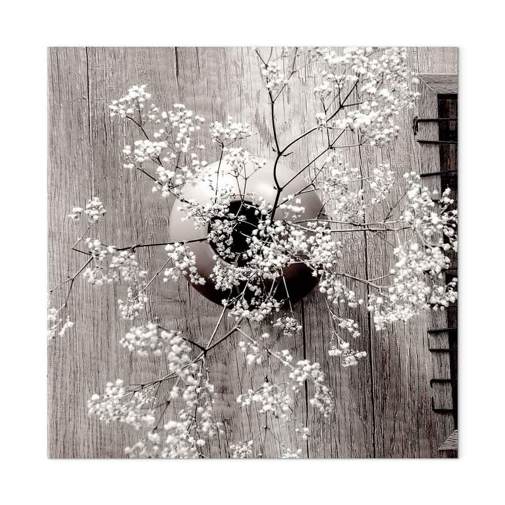 Blomster billede på lærred - Tørrede blomster kvadrat - 80 x 80 cm - På italiensk lærred