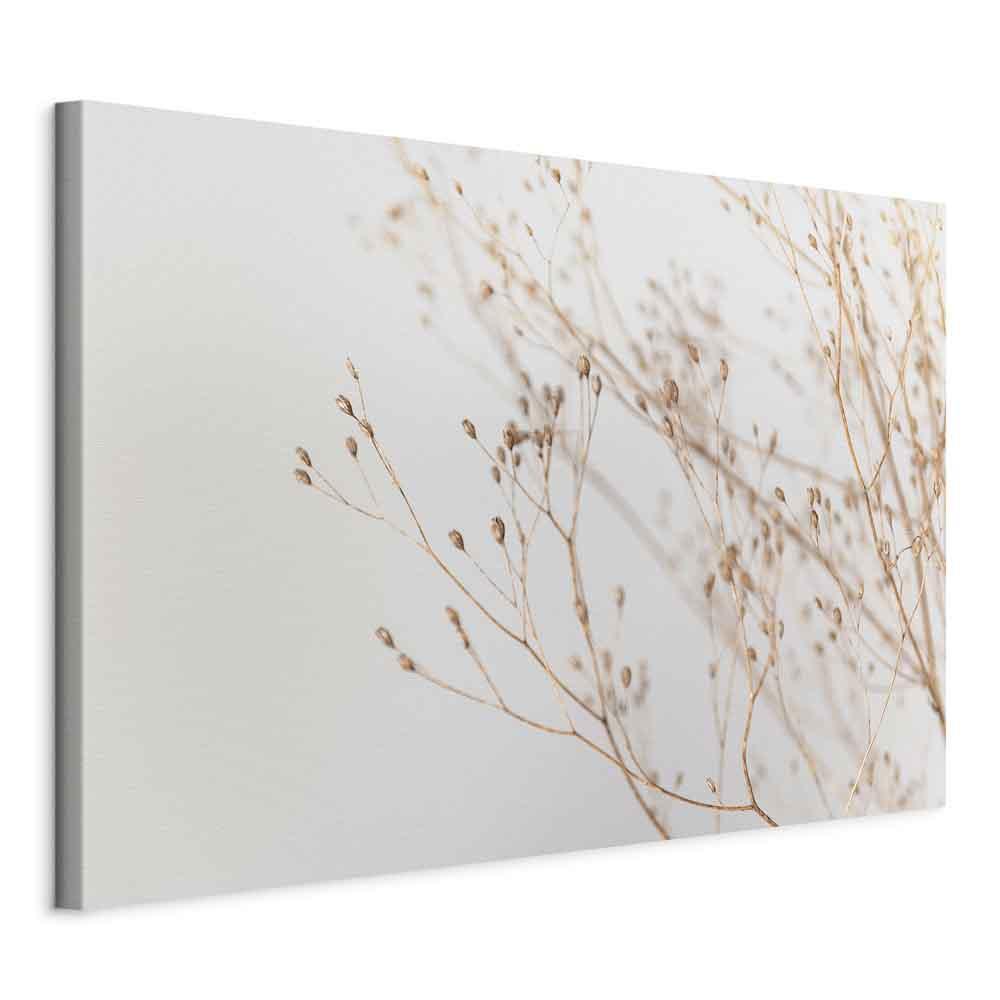 Billede på lærred - Minimalistisk grenmotiv i bredt format, 1 del vægdekoration - 120 x 80 cm - På italiensk lærred