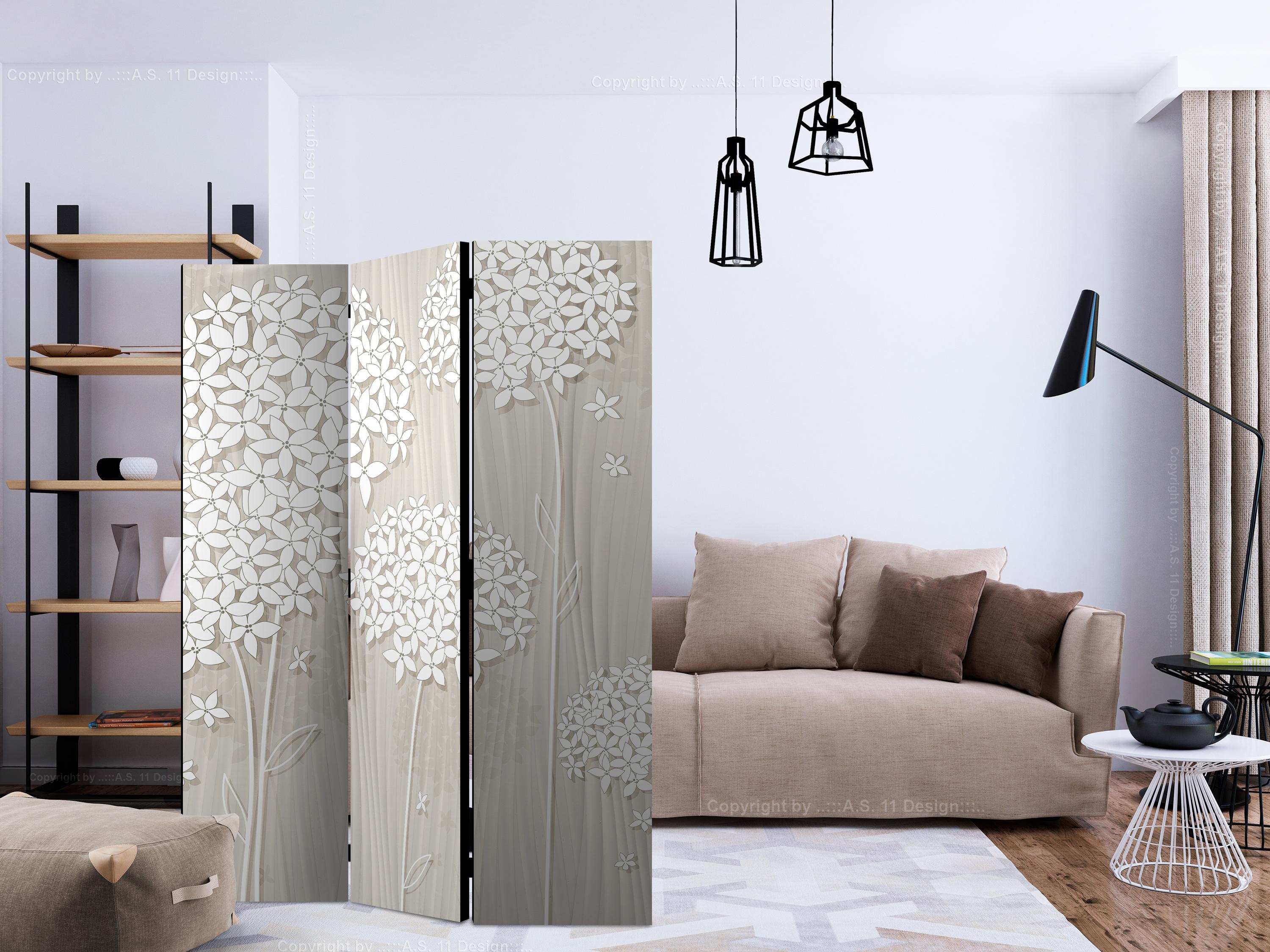 Skærmvæg med blomstermotiv Creamy Daintiness 135 x 172 cm - 135 x 172 cm - Dobbeltsiddet