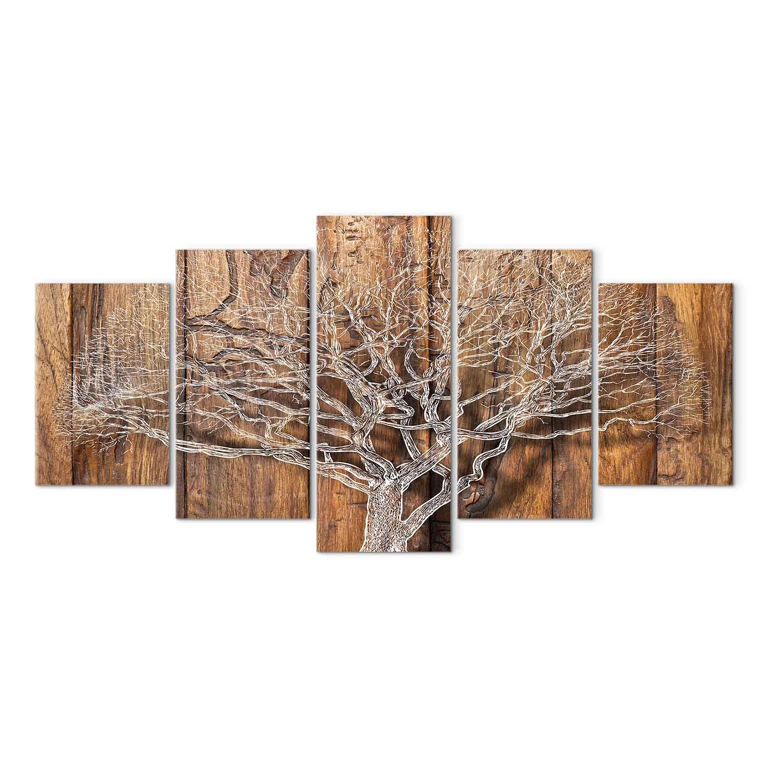 Lærredsbillede Trækrønike med træmotiv - 225 x 112.5 cm - Standard