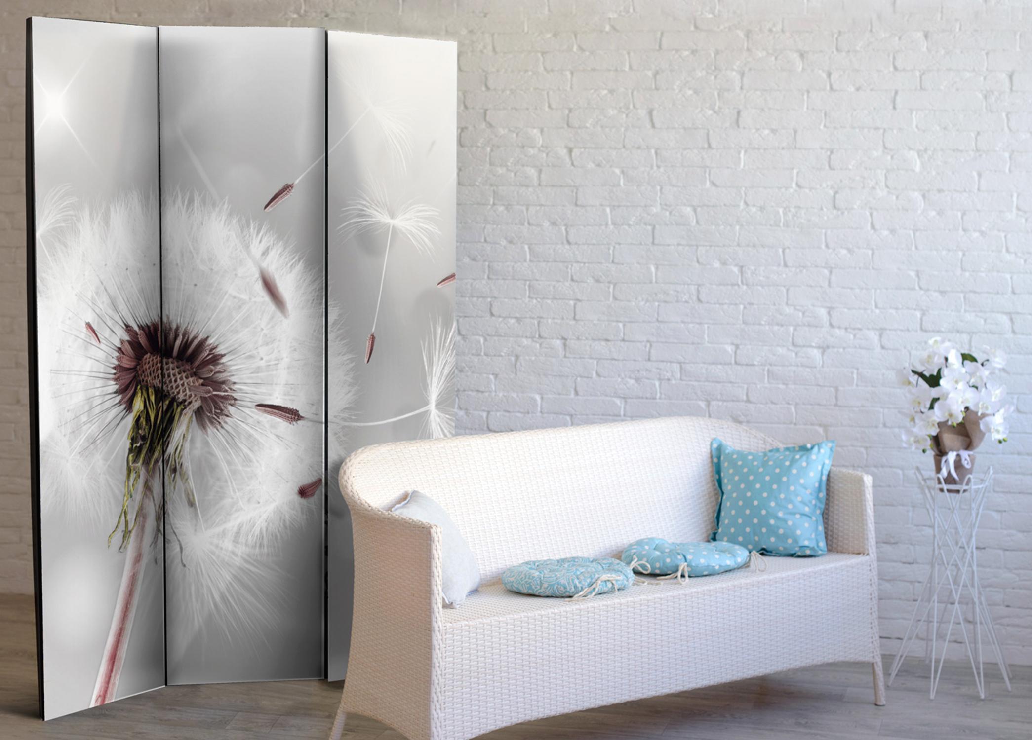 3-panels skærmvæg med mælkebøtte 135 x 172 cm - Grib det usynlige - 135 x 172 cm - Dobbeltsiddet