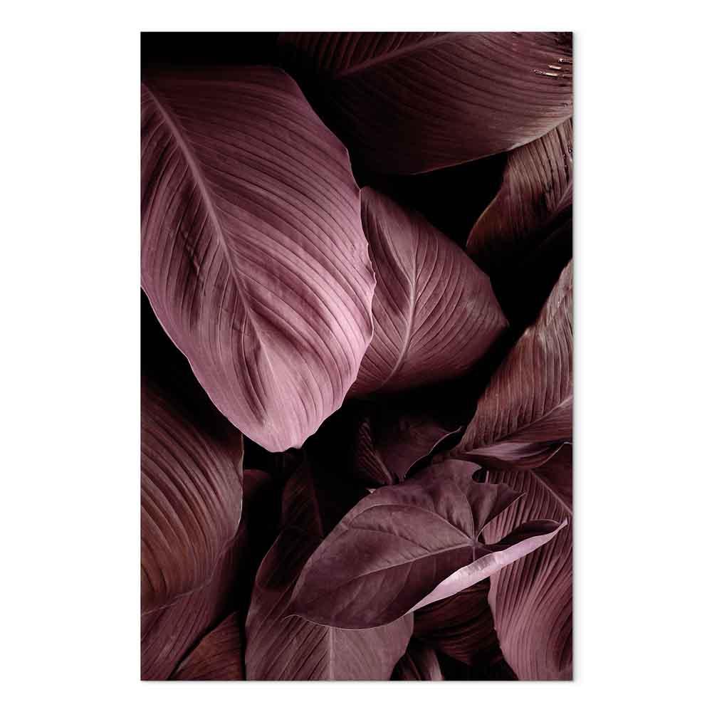 Lærredsbillede Velvet Leaves i 1 del - vertikalt billede med bladmotiv til væggen - 80 x 120 cm - Akustisk