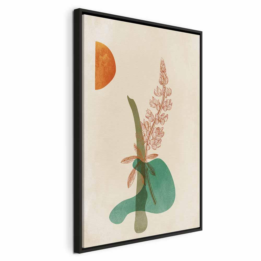 Lodret lærredsbillede Lubine i 1 del - abstrakt blomster- og naturmotiv til væggen - 40 x 60 cm - I en sort træramme
