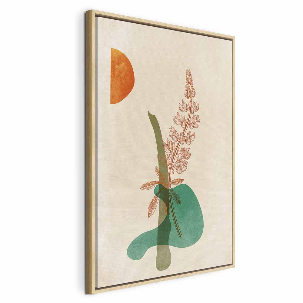 Lodret lærredsbillede Lubine i 1 del - abstrakt blomster- og naturmotiv til væggen - 40 x 60 cm - I en naturlig træramme