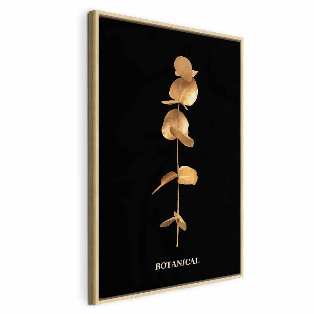 Lærredsbillede Botanical lodret - vægdekoration med blade - 40 x 60 cm - I en naturlig træramme