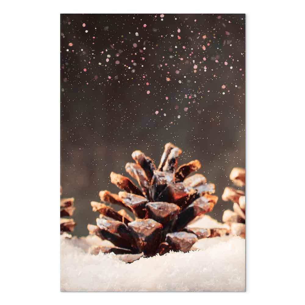 Lærredsbillede Winter Pine Cone - 1 del, lodret - 80 x 120 cm - Premium Print
